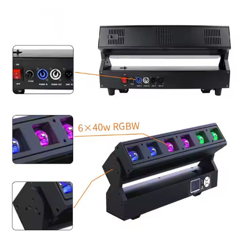 6 sztuk 40w RGBW Pixel LED Zoom Beam Washer Dla Disco Scene Light